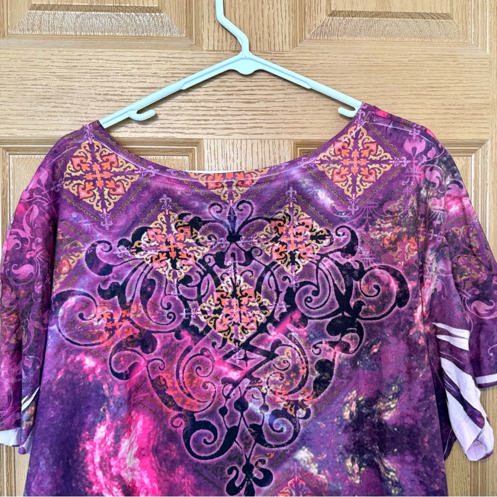 Catherines T-Shirt Women's Size 2XL Pink, Purple, & Orange Short Sleeve - Picture 6 of 9